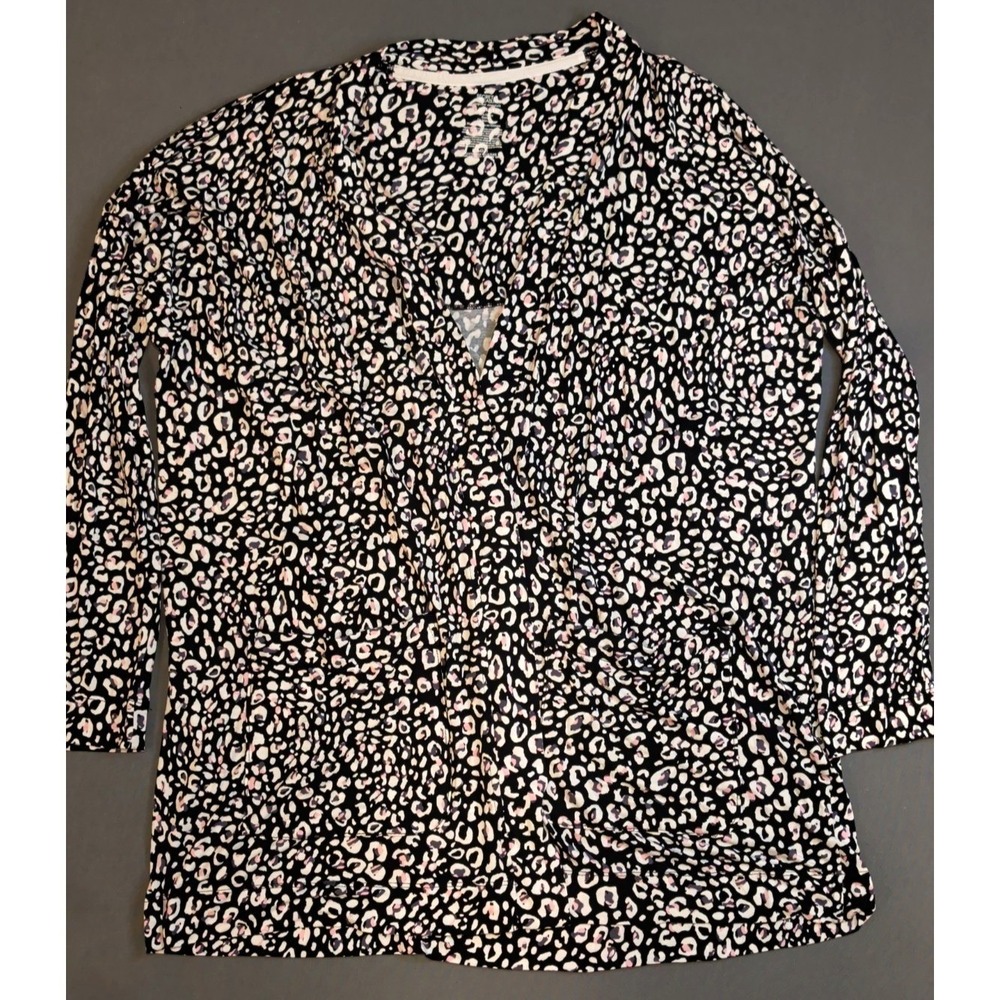 Secret Treasures Leopard Print Sleepwear Top Women's L Rayon Spandex Lounge